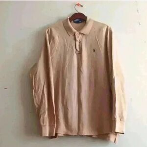 Polo by Ralph Lauren Tan Long Sleeve Polo Shirt Classic Design